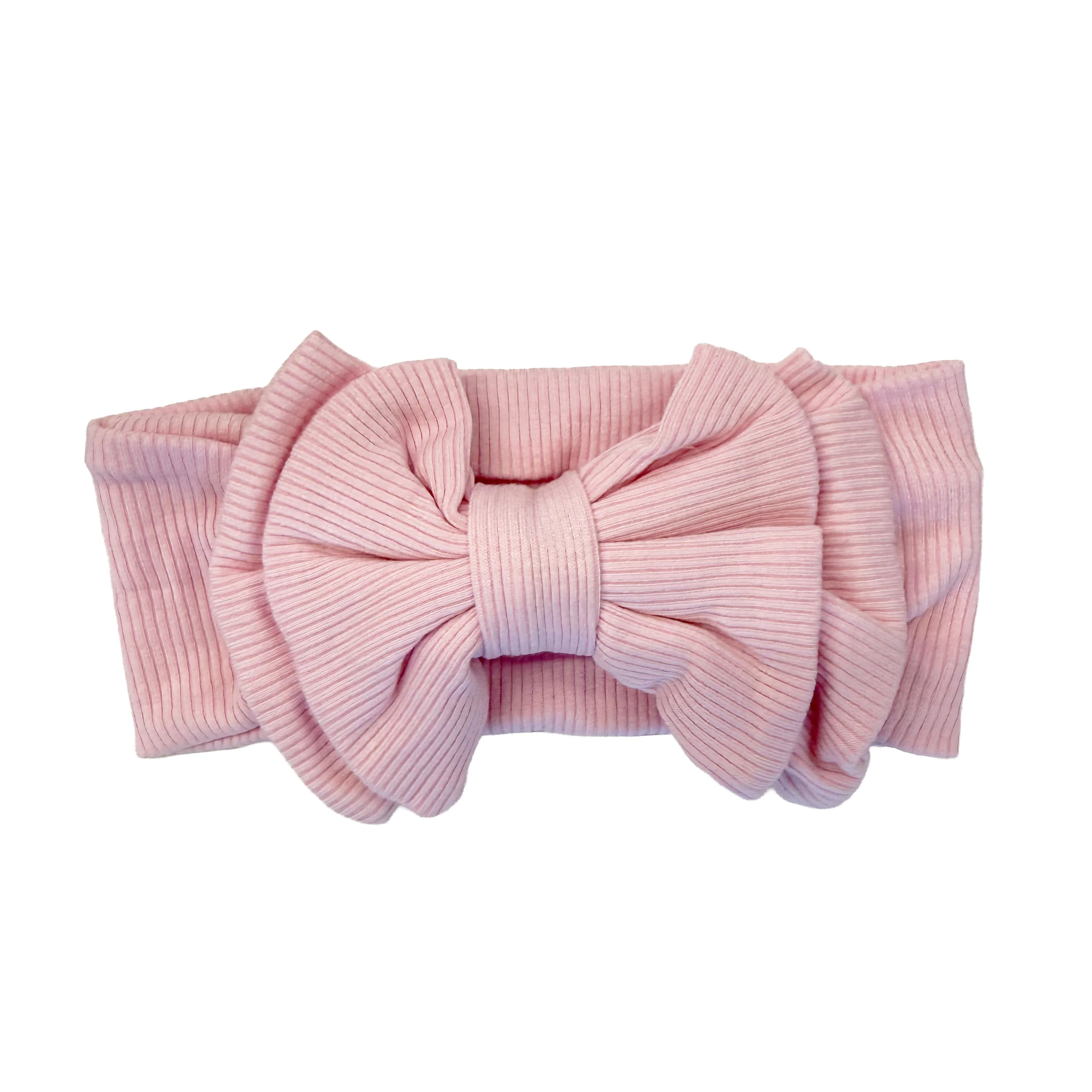 Cotton Jersey Rib Bow Band: Pink