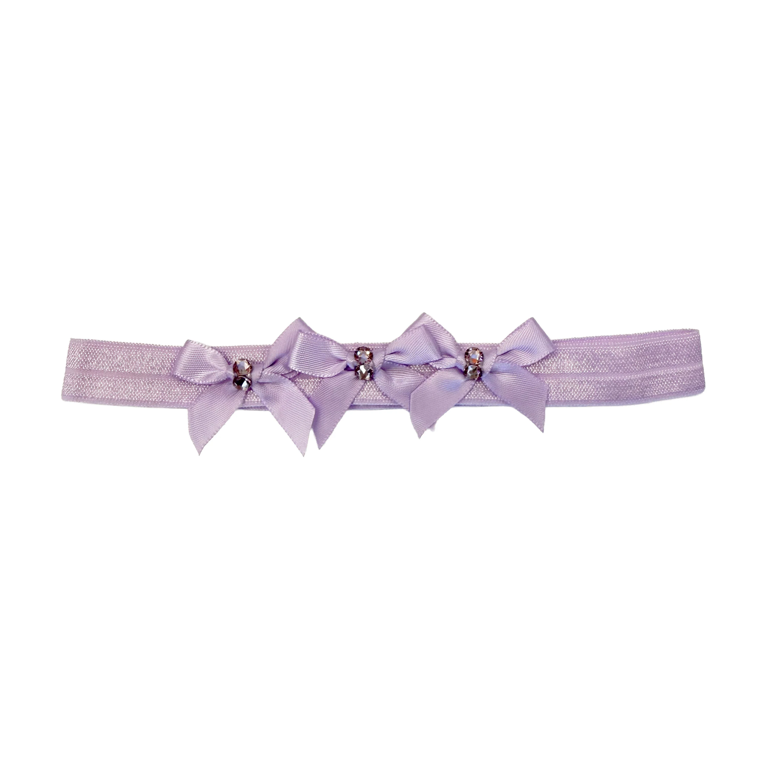 Small Satin Baby Band: Lavender Bows