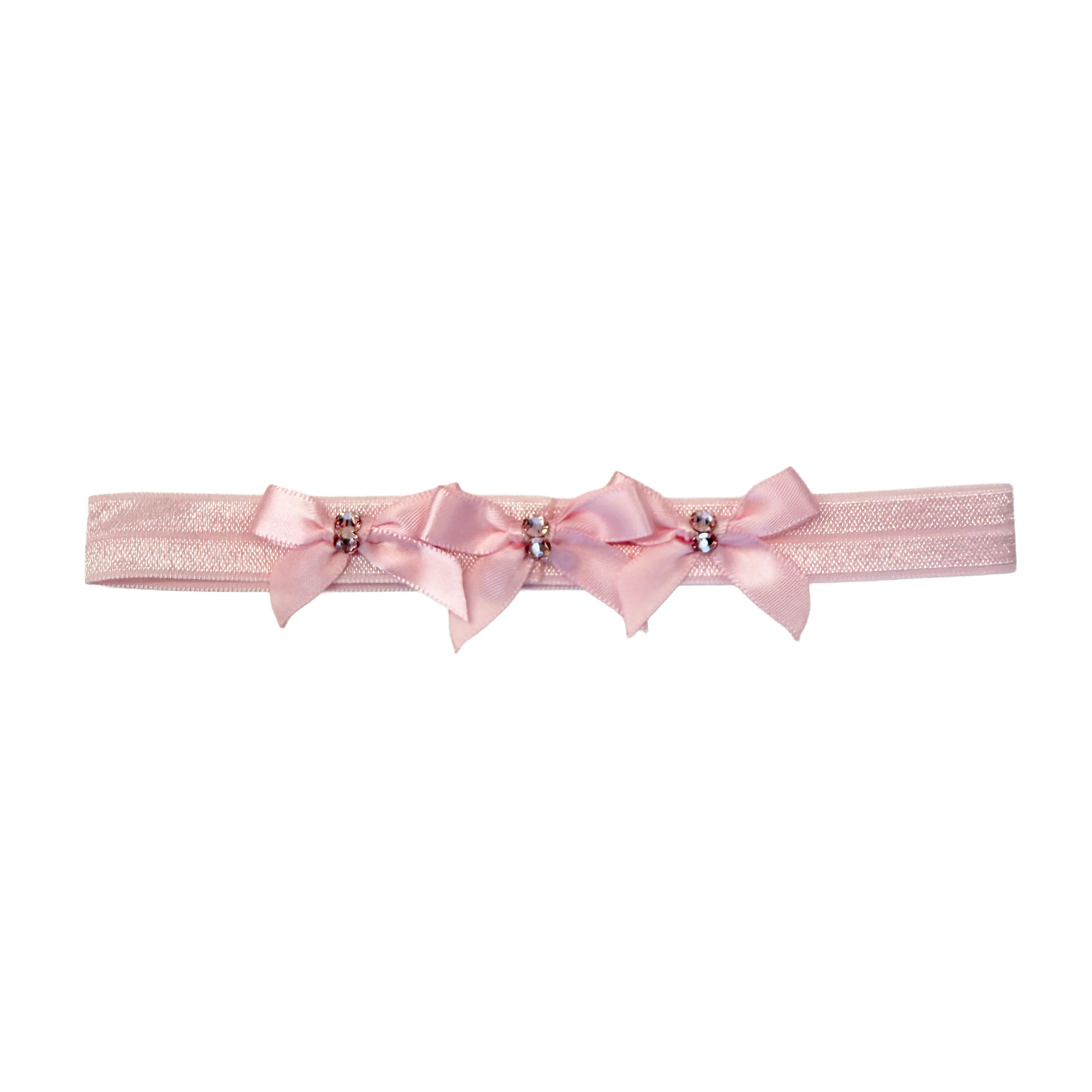 Small Satin Baby Band: Pink Bows