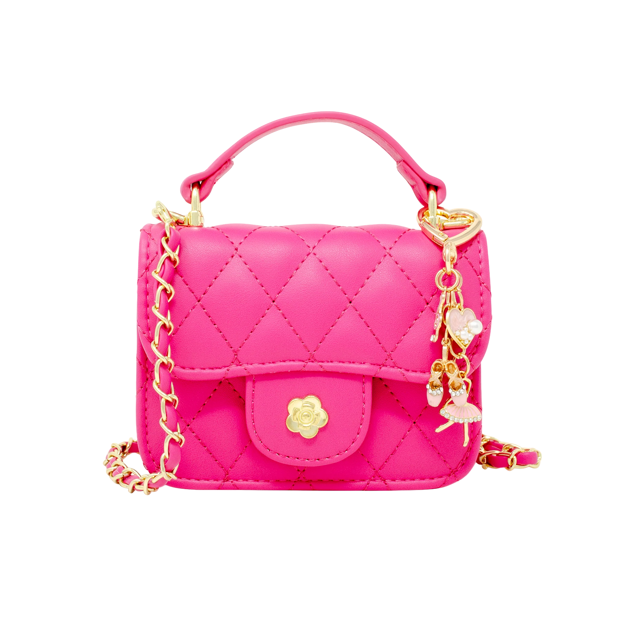Tiny Quilted Ballet Charm Handbag - Hot Pink